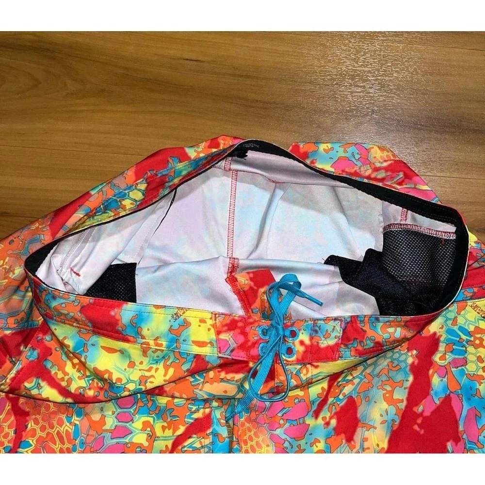 Mens Huk Fishing Freeman Swim Beach Drawstring Colorful Board Shorts